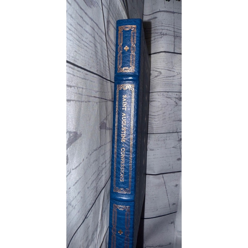 Saint Augustine Confessions Franklin Library 1982 Blue Gold Gilt Leather Bound